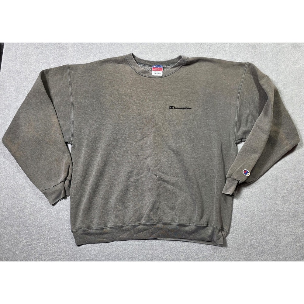 Vintage Champion Sweatshirt Mens XL Gray Fleece Crewneck Spellout Pullover